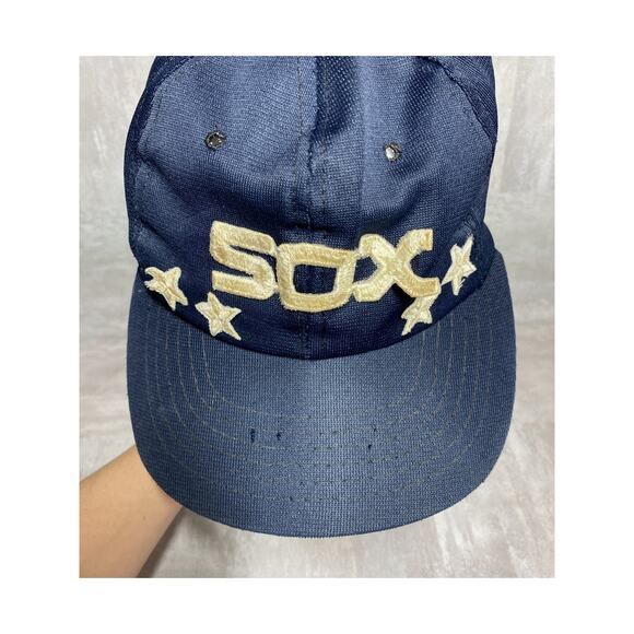VINTAGE Chicago White Sox Hat Cap Snap Back Mens Navy MLB Baseball Stars 90s - Picture 5 of 11